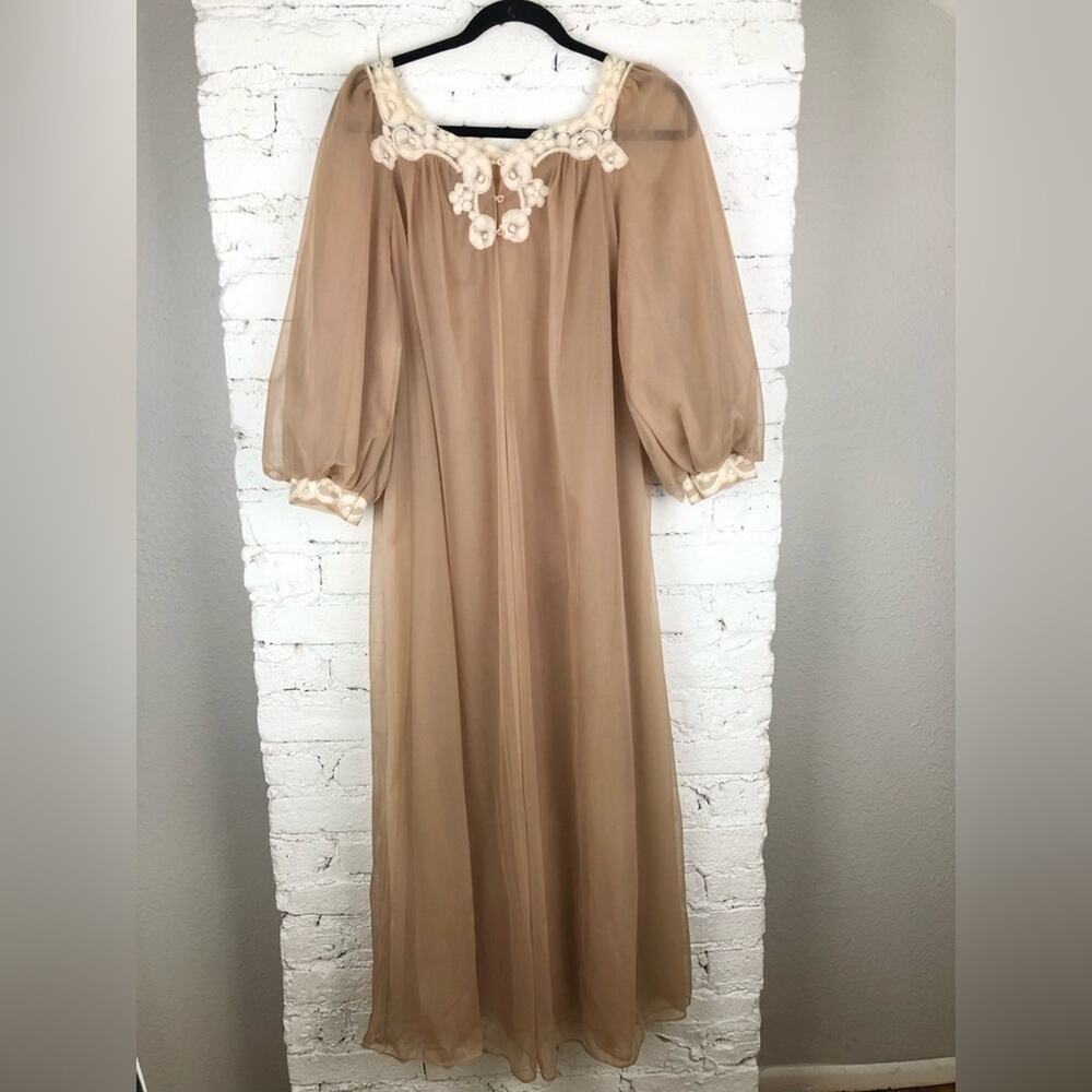 Vintage Gossard Artemis Sheer Lace Robe Slip Nighgown